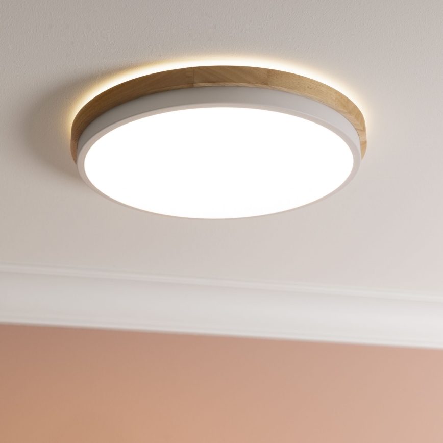 Brilliant - LED Димируем плафон BAARLO LED/24W/230V Ø 35 см бял/каучуков фикус