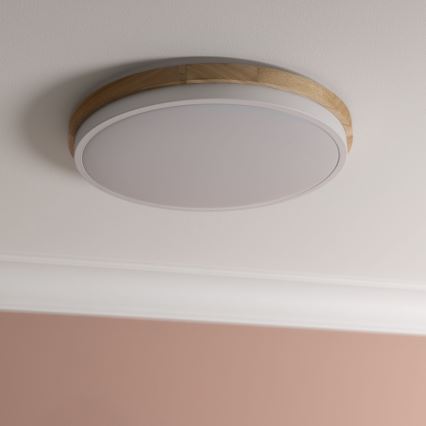 Brilliant - LED Димируем плафон BAARLO LED/24W/230V Ø 35 см бял/каучуков фикус