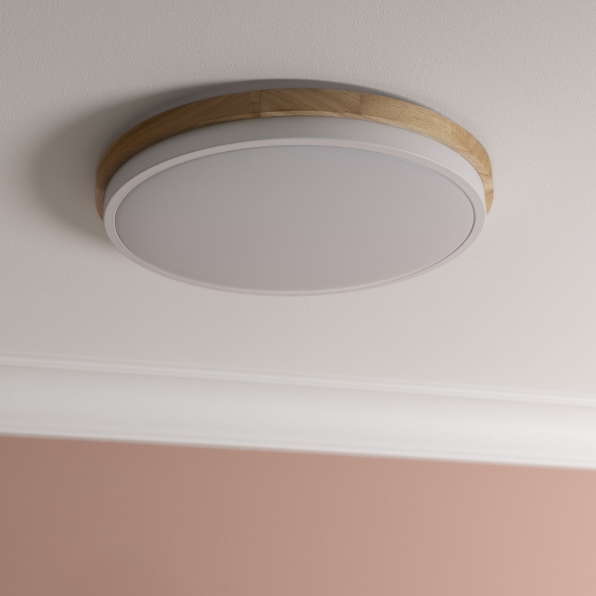 Brilliant - LED Димируем плафон BAARLO LED/24W/230V Ø 35 см бял/каучуков фикус
