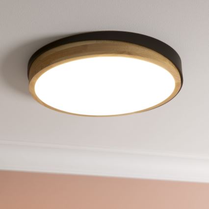 Brilliant - LED Димируем плафон BAARLO LED/24W/230V Ø 35 см черен/каучуков фикус - FSC сертифицирано