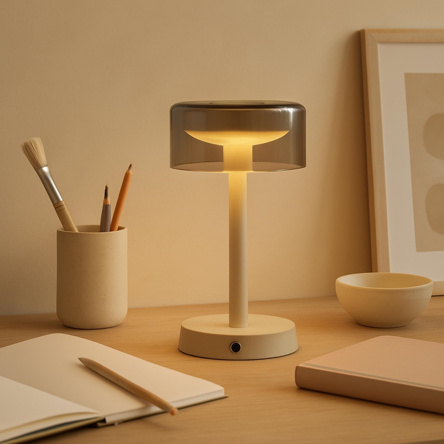 Brilliant - LED димируема презареждаема сензорна външна настолна лампа RAZOR LED/2,5W/5V 2700K 2600 mAh IP44 сива