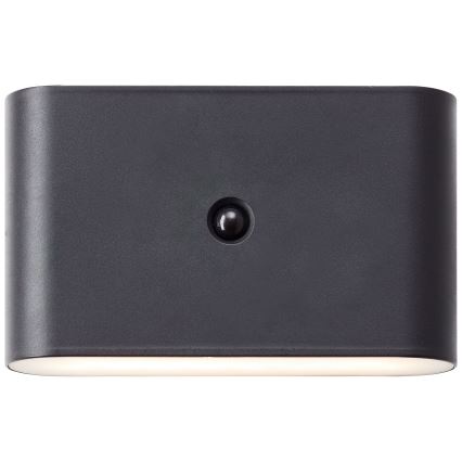 Brilliant - LED Екстериорен акумулаторен аплик със сензор XINO LED/3W/5V 3600 mAh IP44 черен