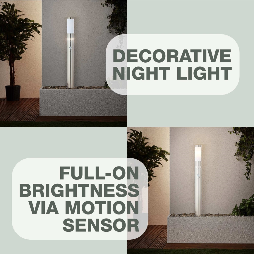 Brilliant - LED Екстериорна лампа със сензор LEIGH LED/0,9W/230V + 1xE27/11W 80 см IP44 лъскав хром