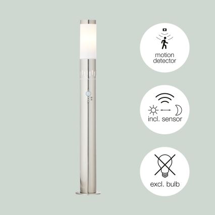 Brilliant - LED Екстериорна лампа със сензор LEIGH LED/0,9W/230V + 1xE27/11W 80 см IP44 лъскав хром