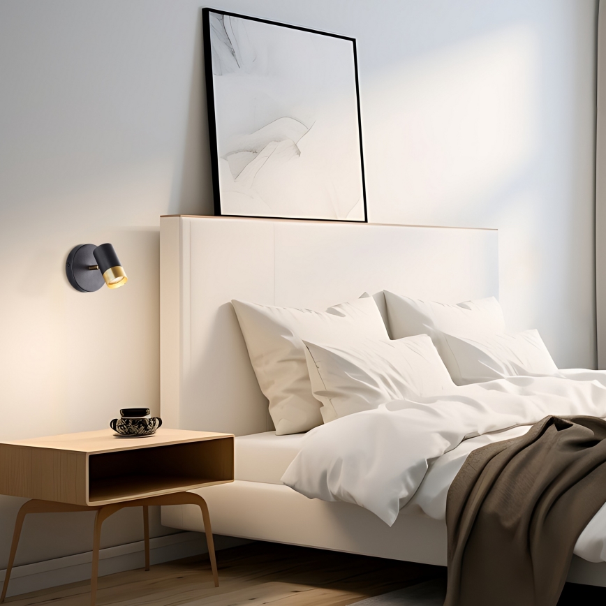 Brilliant - LED насочваем стенен аплик VIGOLO 1xGU10/5W/230V черно/златисто