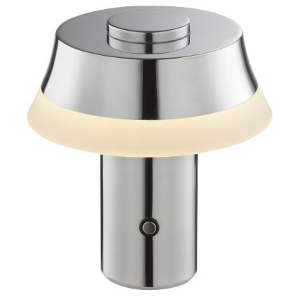 Brilliant - Димируема презареждаема настолна LED лампа с докосване KINICH, 2,5W/5V 2700K 2600 mAh, лъскав хром