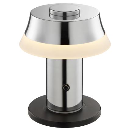 Brilliant - Димируема презареждаема настолна LED лампа с докосване KINICH, 2,5W/5V 2700K 2600 mAh, лъскав хром