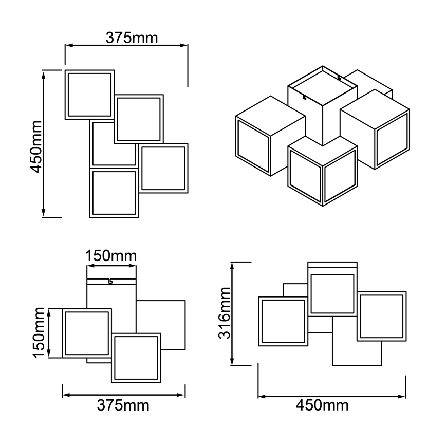 Brilliant - LED Плафониера CUBIX 5xLED/7,6W/230V 3000K бял