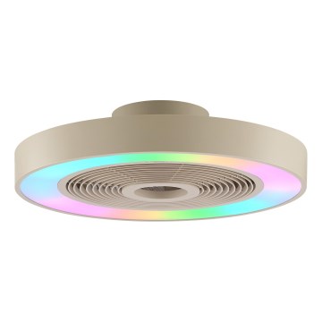 Brilliant - LED RGBW димируем таванен осветител с вентилатор CATANIA LED/37W/230V 2700-6500K, диаметър 48,6 см, бежов + дистанционно управление