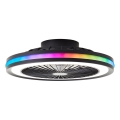 Brilliant - LED RGBW Димируемо таванно осветително тяло с вентилатор PALMERO LED/40W/230V 2700-6500K Ø 46,6 cm бежово + дистанционно управление