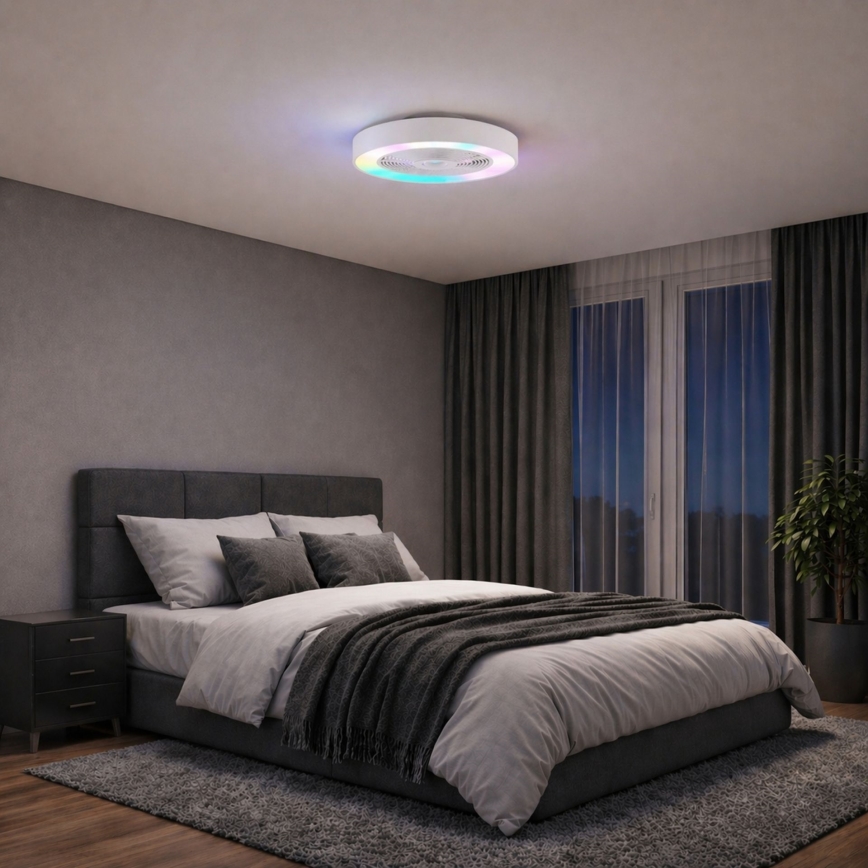 Brilliant - LED RGBW Димируемо таванно осветително тяло с вентилатор CATANIA LED/37W/230V 2700-6500K pr. 48,6 cm бяло + дистанционно управление