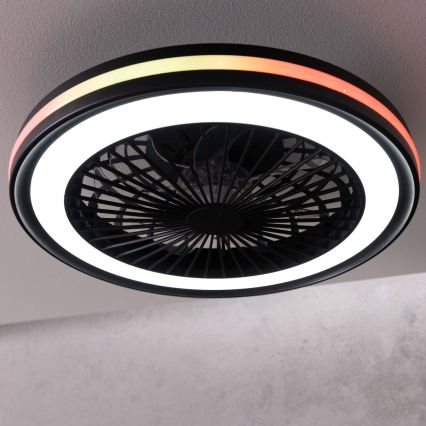 Brilliant - LED RGBW Димируемо таванно осветително тяло с вентилатор PALMERO LED/40W/230V 2700-6500K Ø 46,6 cm бежово + дистанционно управление