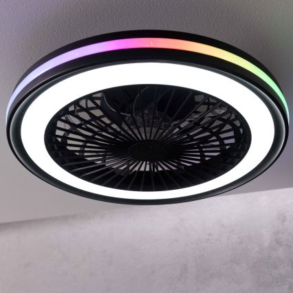 Brilliant - LED RGBW Димируемо таванно осветително тяло с вентилатор PALMERO LED/40W/230V 2700-6500K Ø 46,6 cm бежово + дистанционно управление