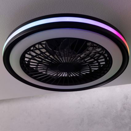 Brilliant - LED RGBW Димируемо таванно осветително тяло с вентилатор PALMERO LED/40W/230V 2700-6500K Ø 46,6 cm бежово + дистанционно управление