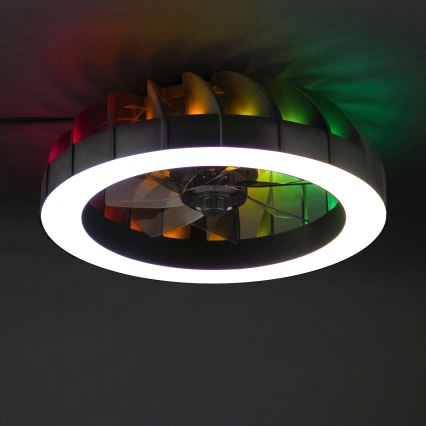 Brilliant - LED RGBW регулируем таванен вентилатор с осветление FANORA LED/30W/230V 2700-6500K Ø 46 см черен + дистанционно управление