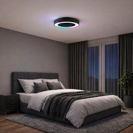 Brilliant - LED RGBW димируемо таванно осветително тяло с вентилатор CATANIA LED/37W/230V 2700-6500K диам. 48,6 см черно + дистанционно управление