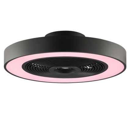 Brilliant - LED RGBW димируемо таванно осветително тяло с вентилатор CATANIA LED/37W/230V 2700-6500K диам. 48,6 см черно + дистанционно управление