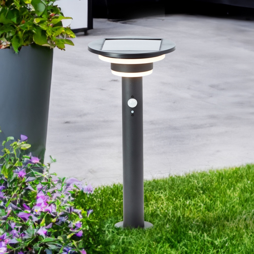 Brilliant - LED соларна лампа с сензор GARVINA LED/3W/3,7V 2000 mAh 45 см IP44 черна