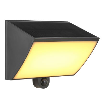 Brilliant - LED соларен стенен осветител със сензор SIERRA LED/6W/3,7V 2700/4000/6500K 2000 mAh IP54 черен