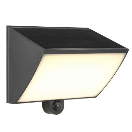 Brilliant - LED соларен стенен осветител със сензор SIERRA LED/6W/3,7V 2700/4000/6500K 2000 mAh IP54 черен