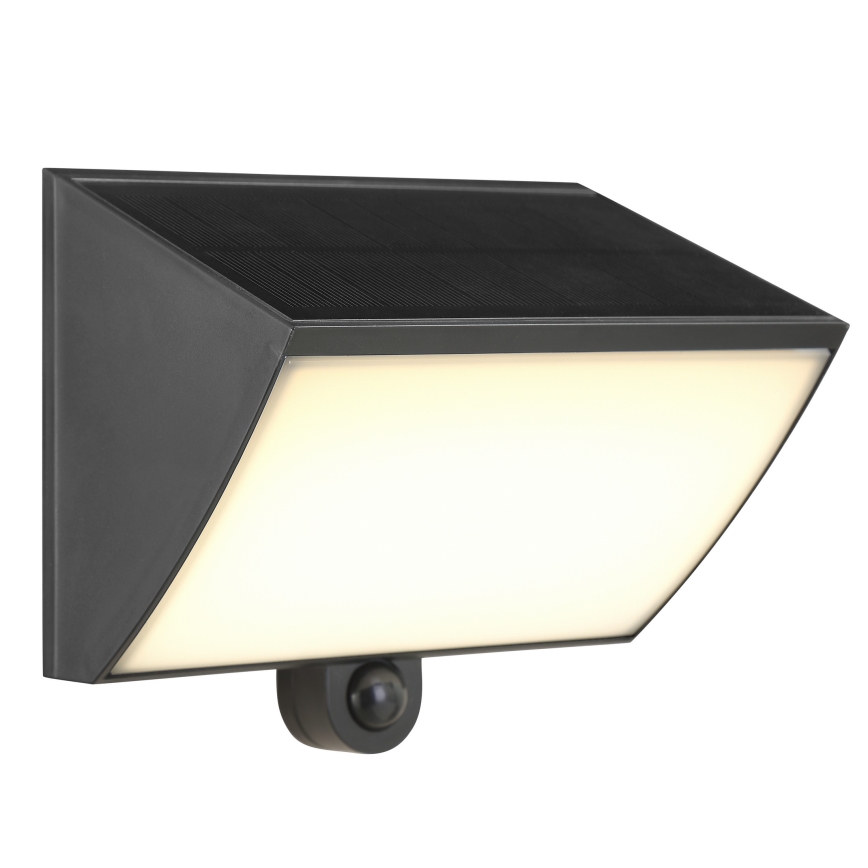 Brilliant - LED соларен стенен осветител със сензор SIERRA LED/6W/3,7V 2700/4000/6500K 2000 mAh IP54 черен