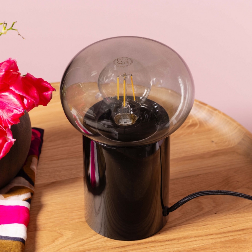 Brilliant - Настолна лампа KNUT 1xE27/25W/230V черен/прозрачен