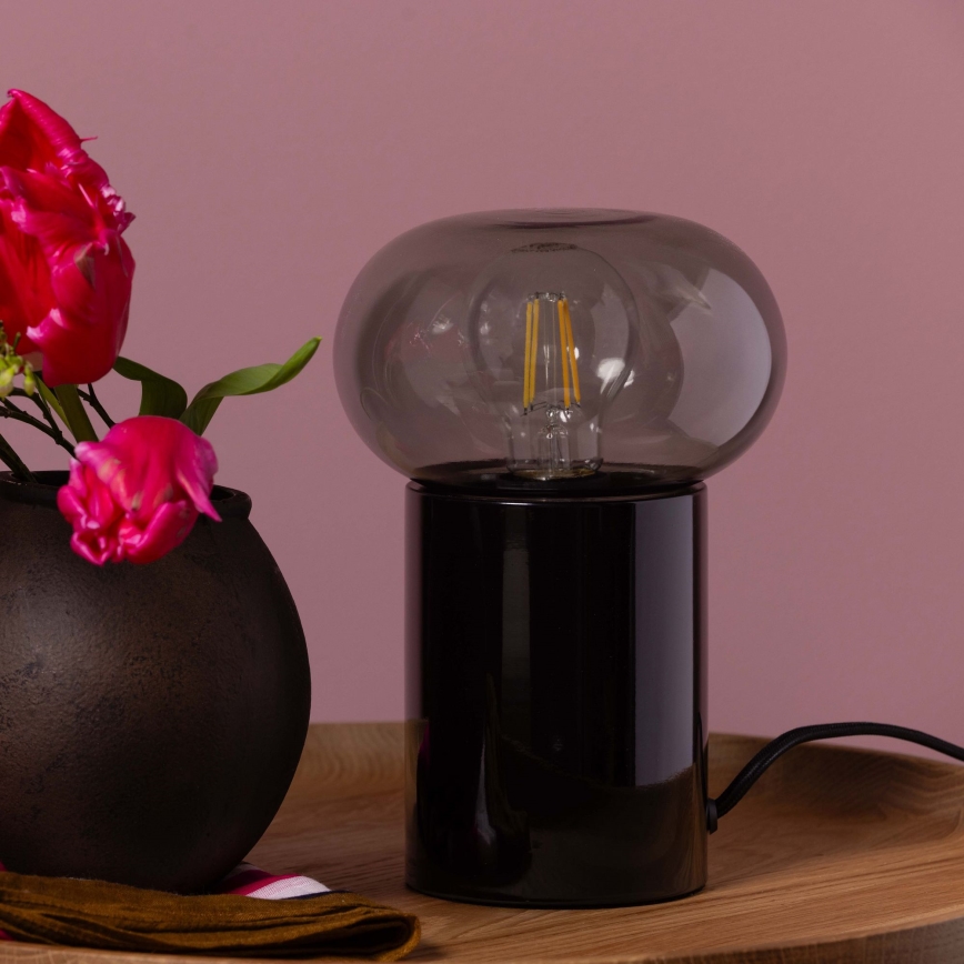 Brilliant - Настолна лампа KNUT 1xE27/25W/230V черен/прозрачен