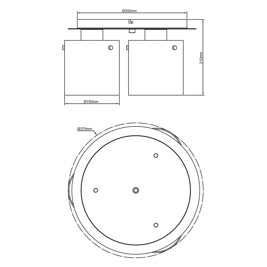 Brilliant - Плафон BETH 3xE27/60W/230V Ø 37 см черен/димчат