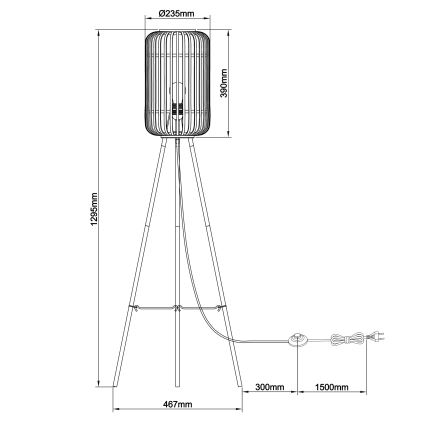 Brilliant - Подова лампа WOODROW 1xE27/60W/230V бамбук