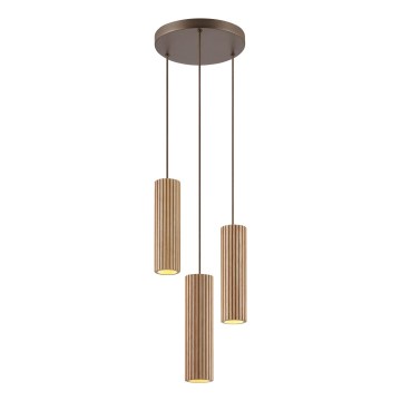 Brilliant - Подвесен полилей на кабел LAKEWOOD 3xGU10/10W/230V Ø 28 см кафяв