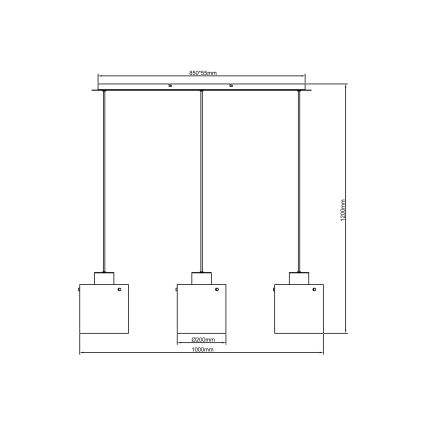Brilliant - Полилей на кабел BETH 3xE27/60W/230V черен/димчат