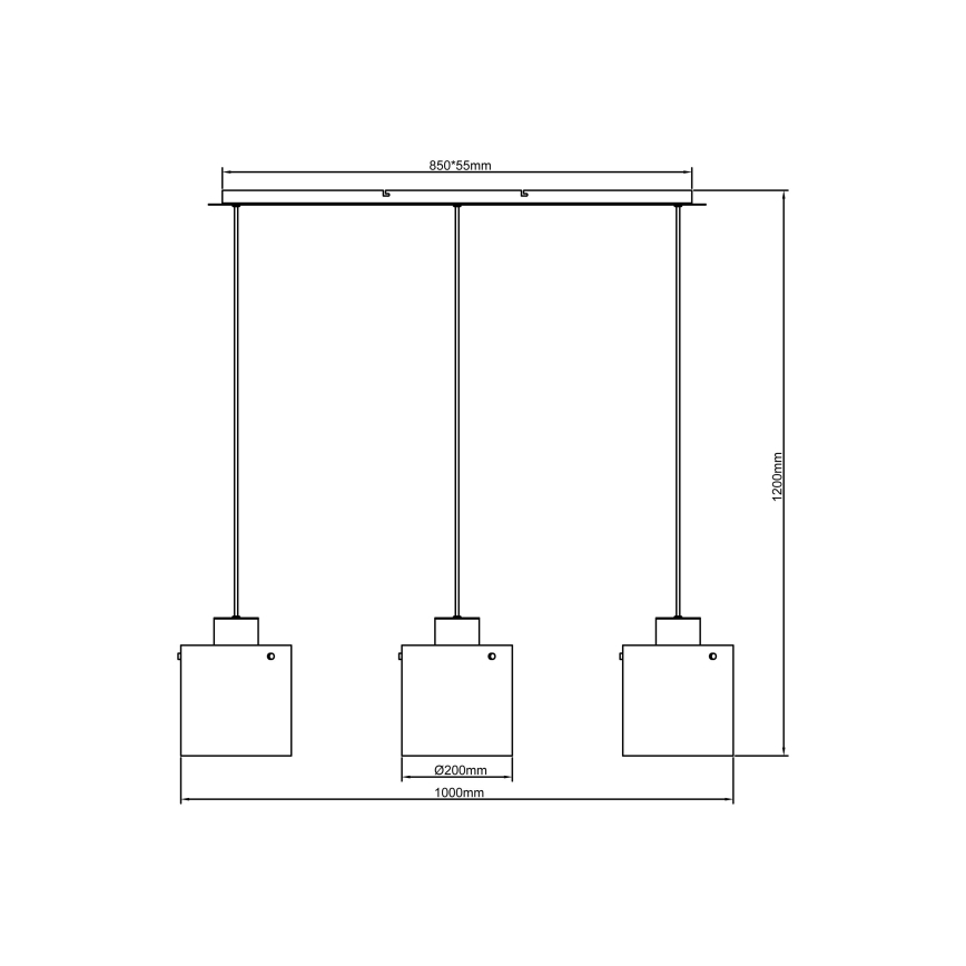 Brilliant - Полилей на кабел BETH 3xE27/60W/230V черен/димчат