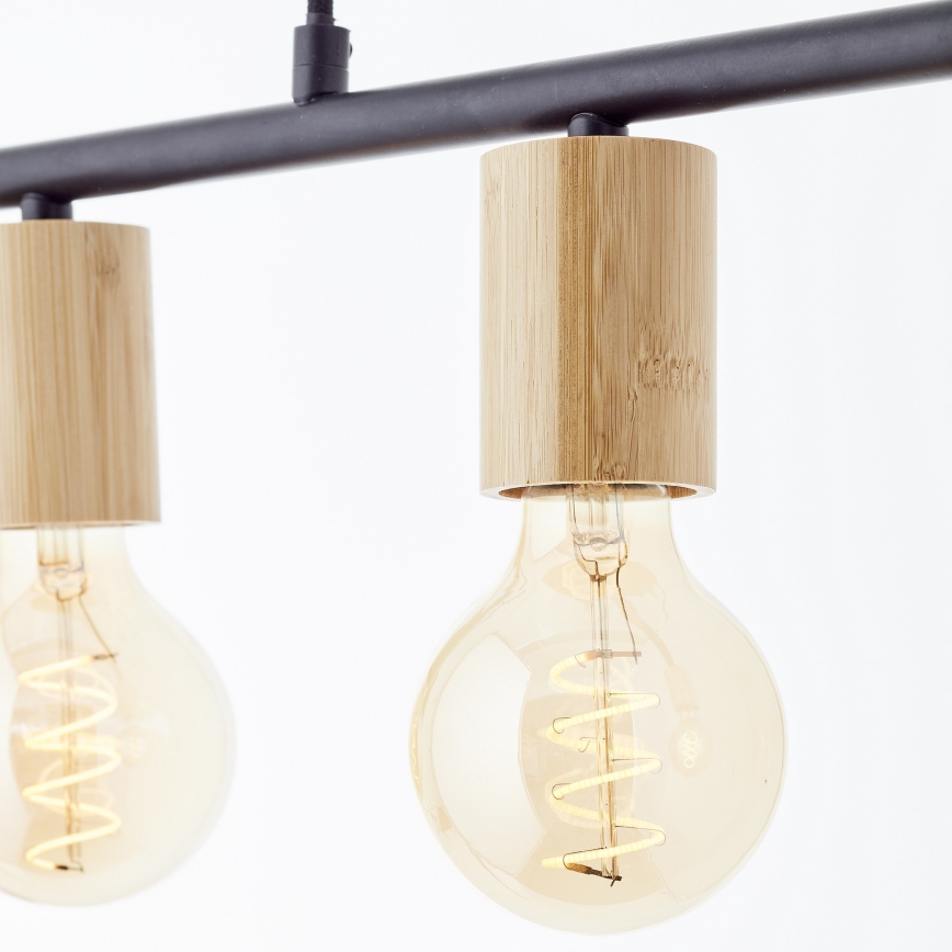 Brilliant - Полилей на кабел KERRY 5xE27/40W/230V черен/бамбук