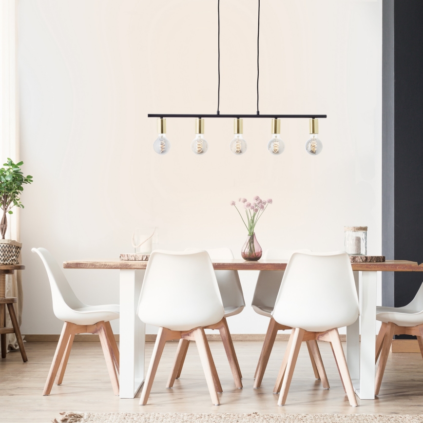 Brilliant - Полилей на кабел KERRY 5xE27/40W/230V черен/месинг