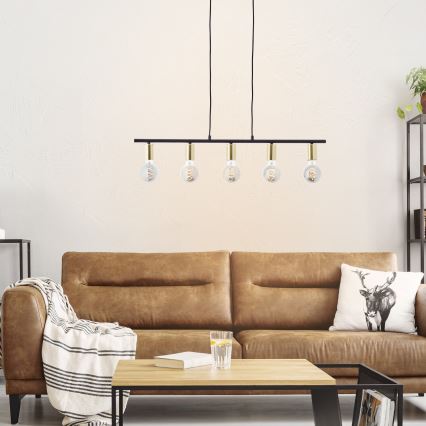 Brilliant - Полилей на кабел KERRY 5xE27/40W/230V черен/месинг