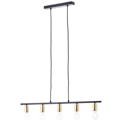 Brilliant - Полилей на кабел KERRY 5xE27/40W/230V черен/месинг