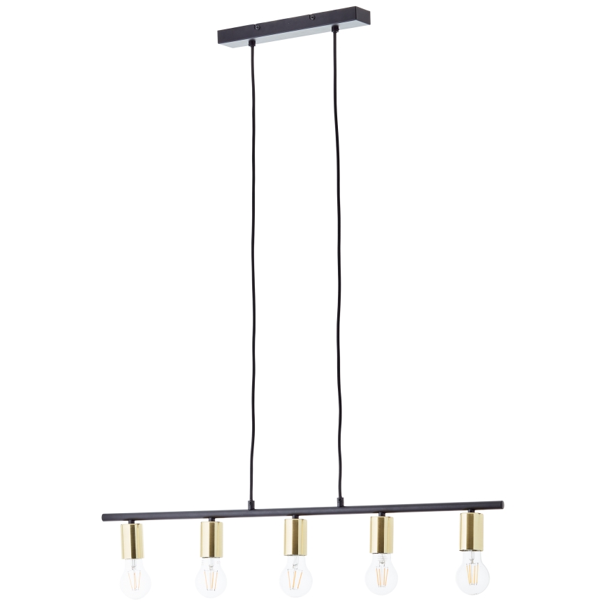 Brilliant - Полилей на кабел KERRY 5xE27/40W/230V черен/месинг