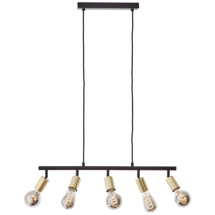 Brilliant - Полилей на кабел TIFFANY 5xE27/28W/230V черен/месинг
