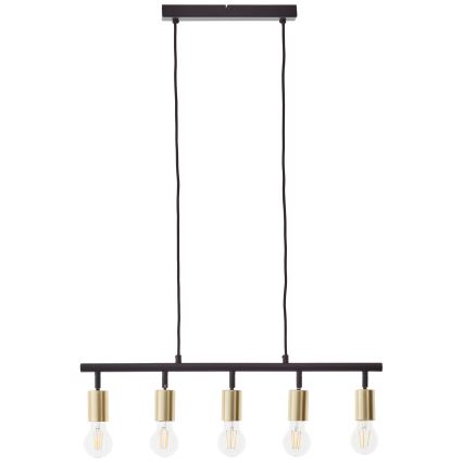 Brilliant - Полилей на кабел TIFFANY 5xE27/28W/230V черен/месинг