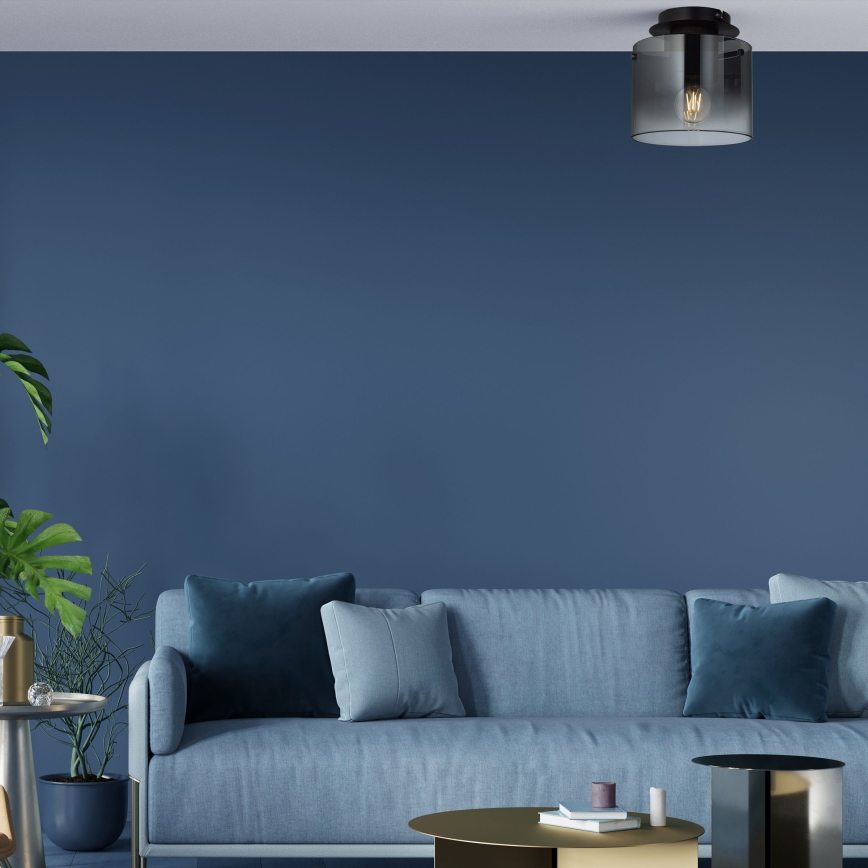 Brilliant - Таванно осветително тяло BETH 1xE27/60W/230V Ø 20 см черно/димчато