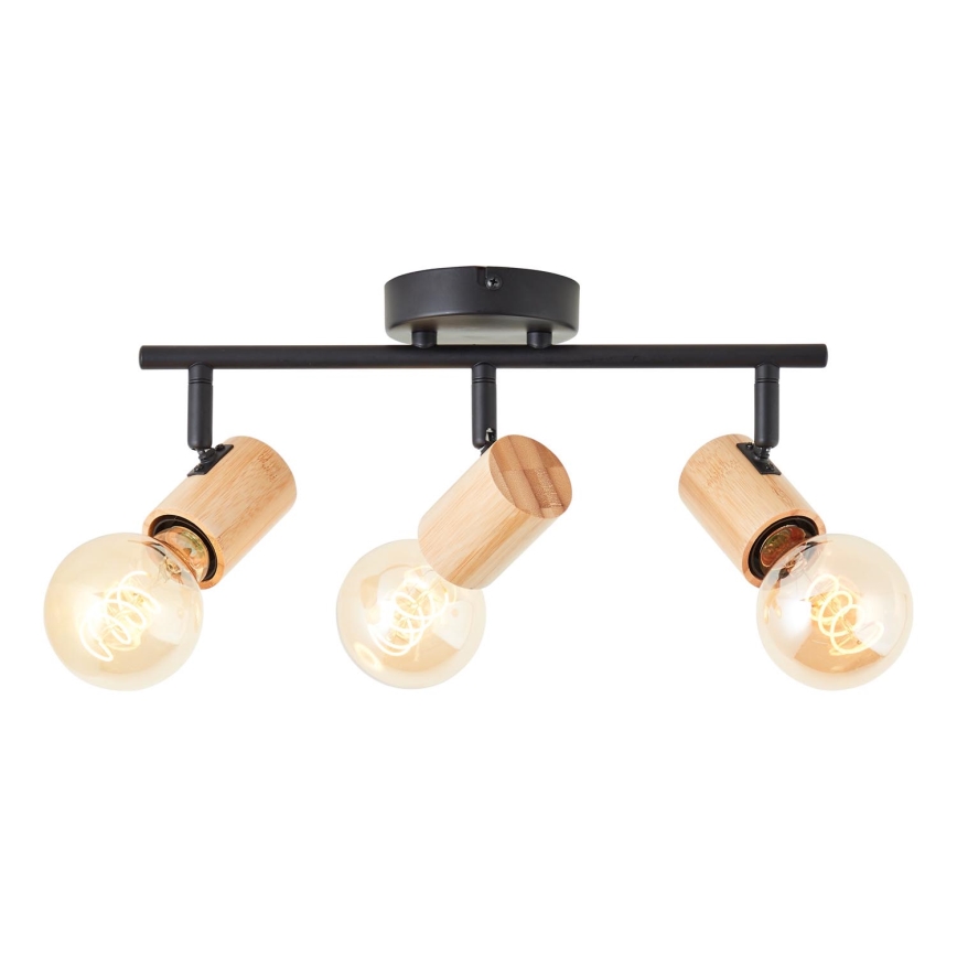 Brilliant - Точково осветително тяло KERRY 3xE27/40W/230V черно/бамбук