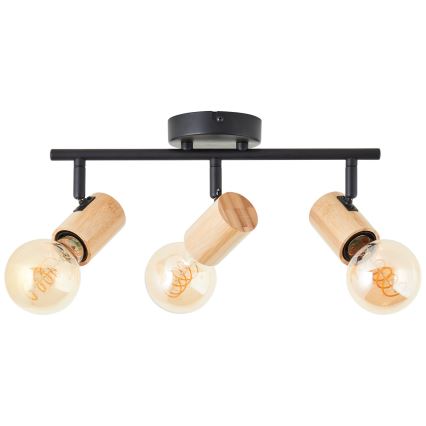 Brilliant - Точково осветително тяло KERRY 3xE27/40W/230V черно/бамбук