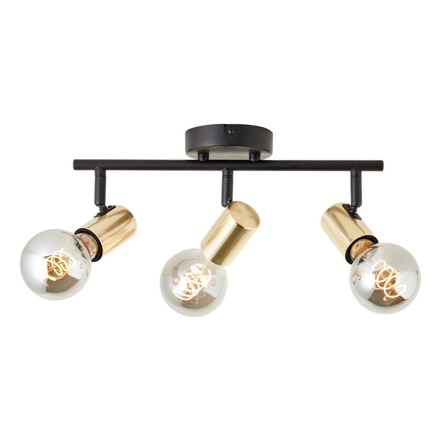 Brilliant - Точково осветително тяло KERRY 3xE27/40W/230V черно/месинг