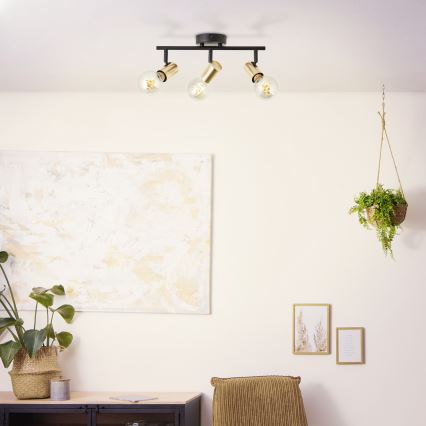 Brilliant - Точково осветително тяло KERRY 3xE27/40W/230V черно/месинг