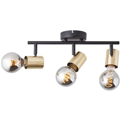 Brilliant - Точково осветително тяло KERRY 3xE27/40W/230V черно/месинг