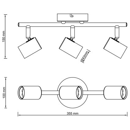 Brilliant - Точково осветително тяло KERRY 3xE27/40W/230V черно/месинг