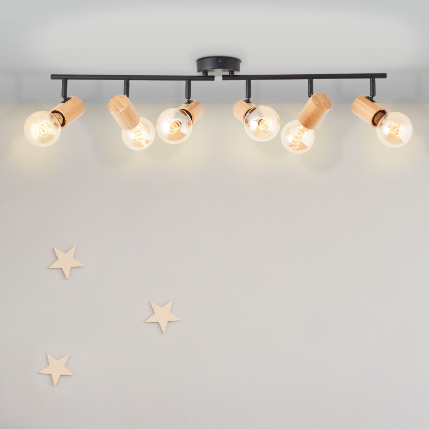 Brilliant - Точково осветително тяло KERRY 6xE27/40W/230V черно/бамбук