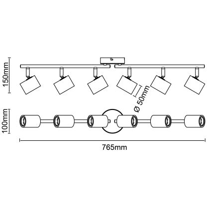 Brilliant - Точково осветително тяло KERRY 6xE27/40W/230V черно/бамбук