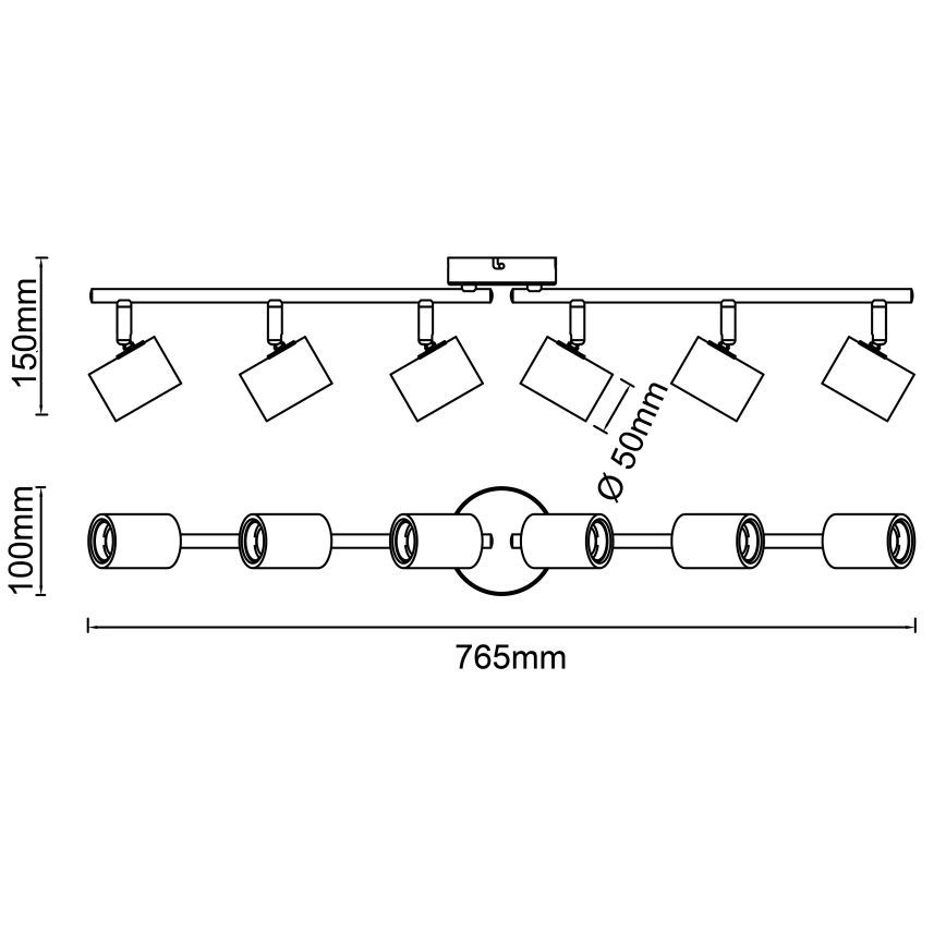 Brilliant - Точково осветително тяло KERRY 6xE27/40W/230V черно/бамбук