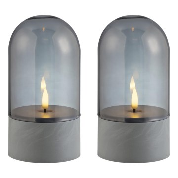 Brilliant - Комплект 2x LED свещи ILLUSION LED/2xAA IP44 сив/опушено черно